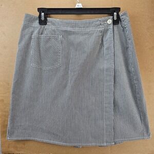 Vintage First Issue Skort Women 12 Black Gingham Plaid Wrap Front Casual Classic